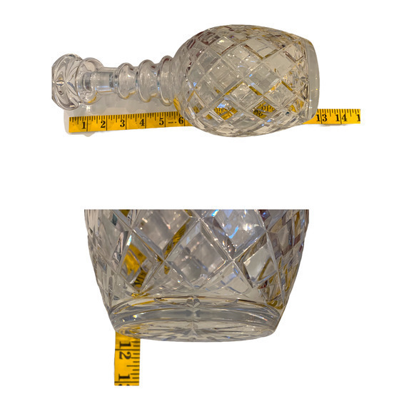 Vtg. Three Rings Crystal Cut Glass Decanter With Mushroom Topper. - Picture 4 of 12